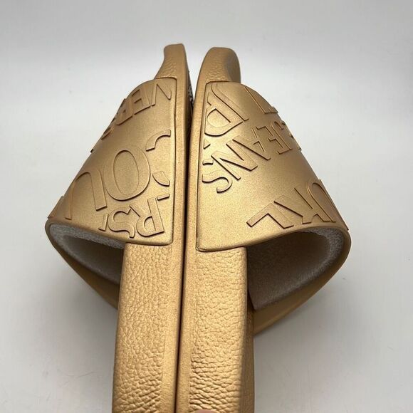 VERSACE JEANS COUTURE‎ Gold Embossed Logo Slides -Men 8 / Eur 41 -NEW 🔥 - Picture 5 of 7